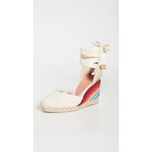 Castañer X Paul Smith Carina Wedge Espadrilles - 37 Us 6 Ivory Stripe
